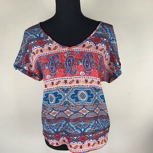 3/$15 Pink Rose Paisley Blouse S